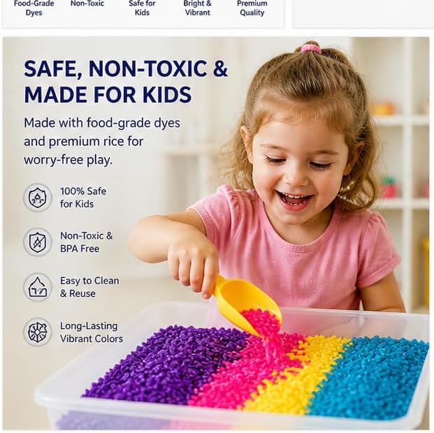 Unicorn Colored Sensory Rice – 4 lb Sensory Bin Kit