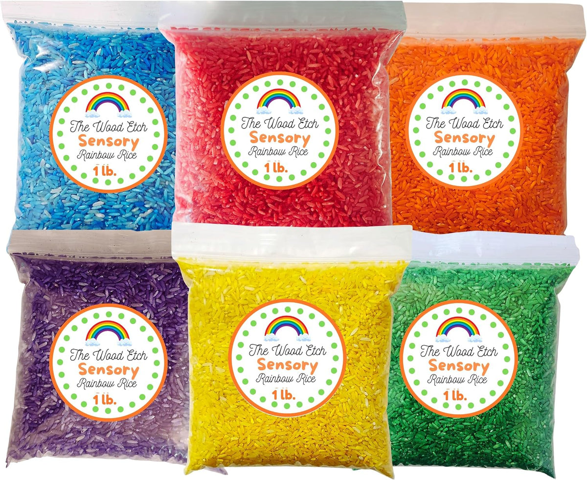 Rainbow Colored Sensory Rice – 6 lb Bulk Sensory Bin Filler