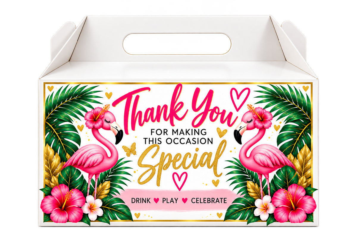 Flamingo Party Favor Boxes – Themed Gable Treat Boxes