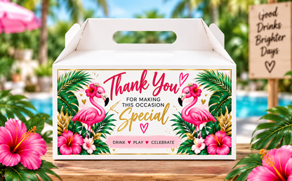 Flamingo Party Favor Boxes – Themed Gable Treat Boxes