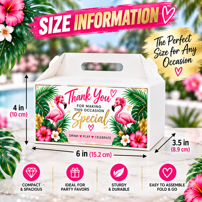 Flamingo Party Favor Boxes – Themed Gable Treat Boxes