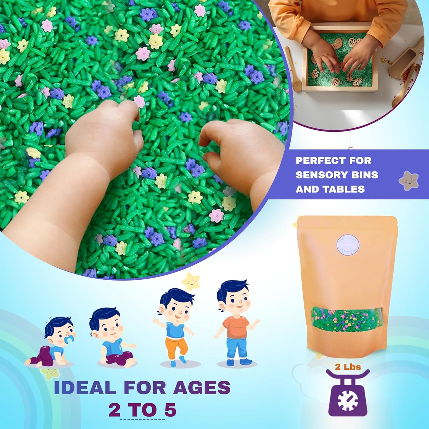 Sensory Bin Filler, Rainbow Rice for Art & Craft